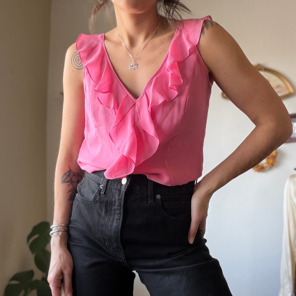 Vintage Silk Ruffle Top